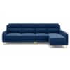Cinnaro Velvet LHS Sectional Sofa in Navy Blue Color