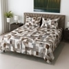 Cream Geometric 210 TC Mix Cotton Flat Super King Size Bedsheet With 2 Pilllow Covers From Threads