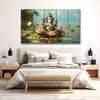 The Castle Decor Lord Ganesh Ji Wall Painting Wooden Framed Digital Painting 27x48 Inch (Style 2)
