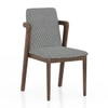 Harper Solid Wood Dining Chair in Danish Walnut Finish & Puppy Tooth Colour