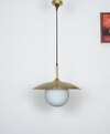Siren Single Glass Pendant Light -  Frosted White & Shine Brass