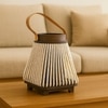 Luxe Home Hanging Bamboo Lantern with Handle or Glass Jar - 2025-335- Gold (21x16x16 cm)