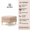 Doe Buck Luxe Boucle Square Ottoman in Light Brown Colour with Gold Metal Legs