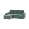 Apollo Compact Sofa (Colour : Dusty Turquoise Velvet, Cushion : Hard, Back Type : High Back, Seating Capacity : Left Aligned 2 Seater + Left Aligned Chaise + Ottoman)