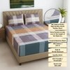 Beige Geometric 270 TC Glaze Cotton Fitted Queen Size Bedsheet With 2 Pilllow Covers