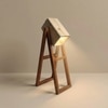Focal Brown Wooden Table Lamp with Beige Wooden Lampshade