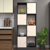 8 Shelves Semi Open Multipurpose Matrix Kitchen Cabinet In Highland Pine & Slate Grey Finish