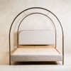 Solace Solid Wood King Canopy Bed in Gold Colour