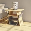 Interlocking Engineered Wood Side Table in Beige Colour