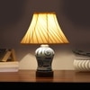 Devansh Off-White Cotton Shade Cross Pleated Lamp With Wood & Mosaic Glass Base For Decoration/Office/Home/Gifting/Study For Decoration/Office/Home/Gifting/Study