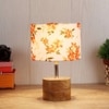 Beach Multicolour Fabric Shade Table Lamp with Natural Wooden Base