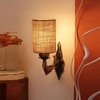 Devansh Metal Electric Wall Light in Antique Gold Colour with Beige Shade Count of 1 Light