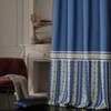 Stoa Paris Satin Curtain for Door, 70% Blackout Curtains, Sun Protection, Set of 2, Versailles - Blue Monarch