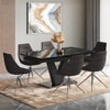 Caribu 6 To 8 Extendable Dining Table With Set Of 6 Doris Swivel Accent Chairs (Colour- Dark Grey, Finish- Black High Gloss)