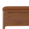 Zaha Solid Wood Upholstered Storage Bench In Amber walnut Finish with Nappa Tan Leatherette Colour