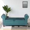 Queens Solid Wood 2 Seater Bench/ Couch With Inside Storage Space In Turquoise Sea Velvet