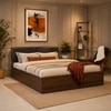 Lush Engineered Wood Queen  Size Bed With Box Storage (Walnut Finish)