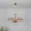 Marie Theresa 6 Arm Amber and Clear Crystal Chandelier