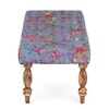 Bestone Solid Wood Bench In Bird Print Grey Kantha Fabric