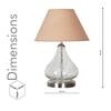 CRYSTAL Clear Glass Table Lamp with Chrome Base and Beige Shade