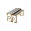 Valentino Black Glass Nesting Coffee Table In Dark Gold Finish