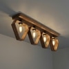 Hexad Brown Solid Wood Ceiling Light