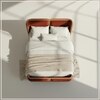 Valerio Duo-Panel Luxe Queen Size Bed in Velvet Rust colour with Oak wood Frame