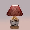Devansh Conical Maroon Jute Shade Lamp With Wood & Mosaic Glass Base For Decoration/Office/Home/Gifting/Study For Decoration/Office/Home/Gifting/Study -(10X10X14.5) Inches -A