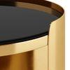 Belle Round Black Mirror and Metal Side Table in Gold finish