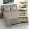 Pia Coffee Shade Solid Plain 500 TC Cotton Satin Flat Super King Size Bedsheet with 2 Pillow Covers – Threads