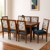 Globally Indian Sheesham Wood Turning Leg 8 Seater Dining Table Set With 8 Solid Wood Upholstered Chairs �  In Blue Color
