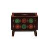 Hand-Painted Solid Wood Dresser in Multicolour with Mirror