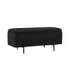 Doe Buck Luxury Boucle Storage Bench in Black Colour with Black Metal Legs