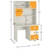 Flora Kids Study Desk cum Bookshelf with Shuttered Cabinets Open Shelves and Drawers in Ivory Mango Yellow Colour