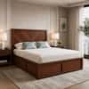 Vanya Solid Wood Compact Queen Bed Hydraulic Storage Provincial Teak Finish Mattress 60 x 72 Inches