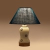 Devansh Conical Turquoise Jute Shade Lamp With Wood & Mosaic Glass Base For Decoration/Office/Home/Gifting/Study For Decoration/Office/Home/Gifting/Study -(10X10X14.5) Inches -A
