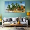 The Castle Decor Kerala Sea Wall Painting Wooden Framed 27x48 Inch