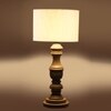 Devansh Off White Cotton Table Lamp With  Wood Natural Base  (7X17.5 Inches)-2