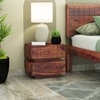 Cnc Solid Wood Bedside Table in Teak Finish