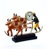 Desert Art Handmade Metal Bullock Cart Clock Decorative Showpiece