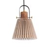 Liebe Shade Wood And Metal Hanging Pendant Light With Beige Cotton Shade