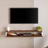 Maisy Engineering Wood Wall Mount TV Entertainment Unit Set Top Box Stand/TV Cabinet with Shelves for Books & Decor Display Unit Bed Living Room Large Upto 50 Inches (Brown Maple & White)