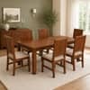 Globally Indian Aurelie Solid Sheesham Wood 6 Seater Dining Table Set 6 Chairs Beige
