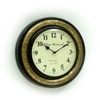 Wooden Decorative Brassfitted Round Wall Clock In Golden Black Color By Craft Tree