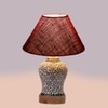 Devansh Conical Maroon Jute Shade Lamp With Wood & Mosaic Glass Base For Decoration/Office/Home/Gifting/Study For Decoration/Office/Home/Gifting/Study -(10X10X14.5) Inches -A