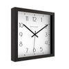 Spaces Unhooked Square Wooden Wall Clock, Black Frame, White Dial with Classic Numerals and Dot Track