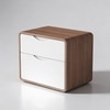 SoftEdge Wood Side Table in Walnut &  Off White Colour