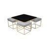Benton Nesting Black Glass Coffee Table Set With 4 Stools In Gold Finish