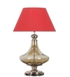 Delicea Smoke Glass And Chrome Finish Metal Table Lamp With Maroon Cotton Shade