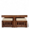 Palladio Sheesham Wood Accent Coffee Table Set With 4 Stools In Natural Teak Finish